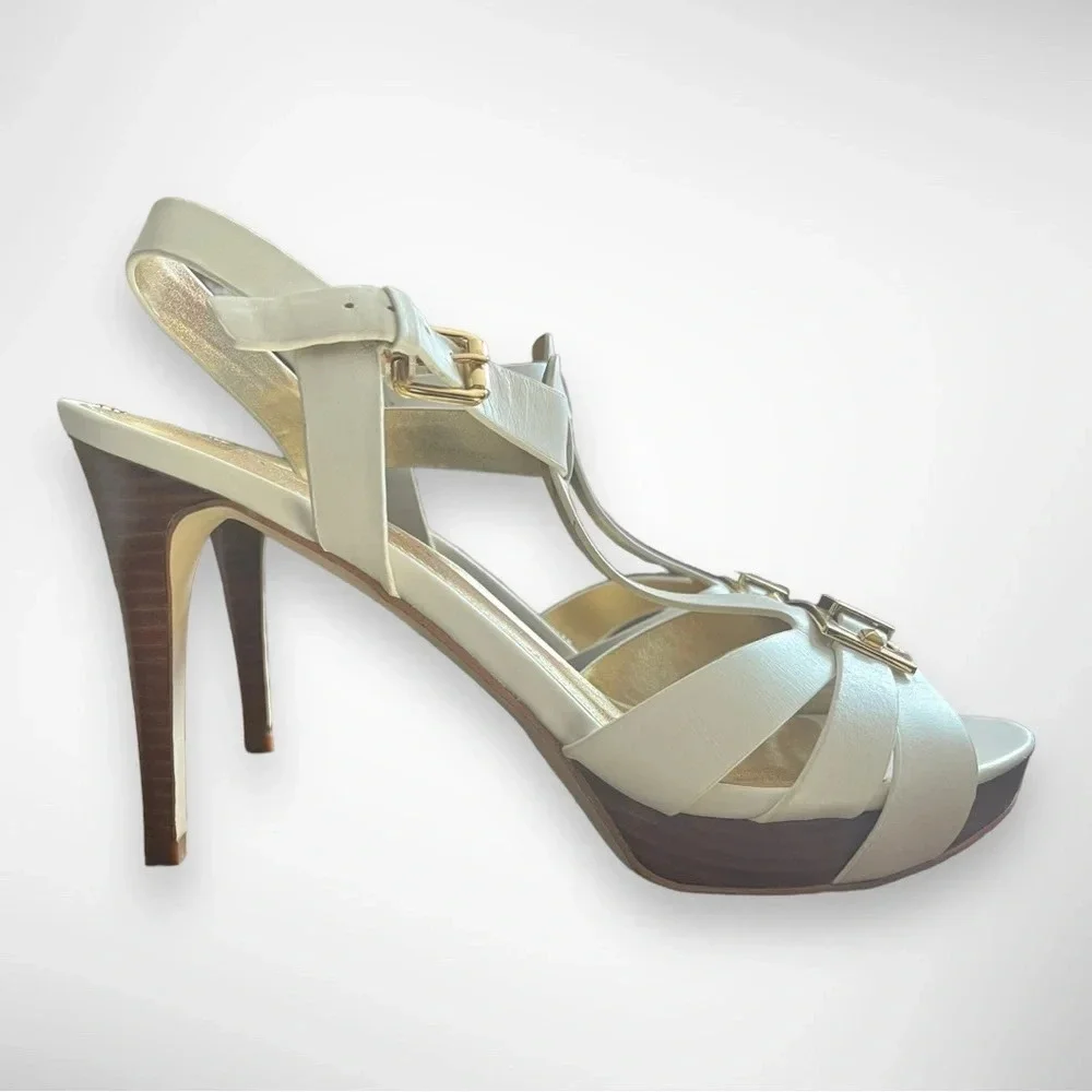 MARC FISHER Women's Varika 2 White Leather Platform Sandals With Heel  7.5 | New - Picture 7 of 8
